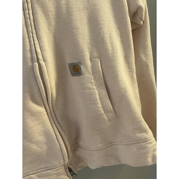 Womens Medium Weight Light Pink Carhartt ReworkedZip Up Hoodie Sweatshirt Size S - Picture 5 of 10